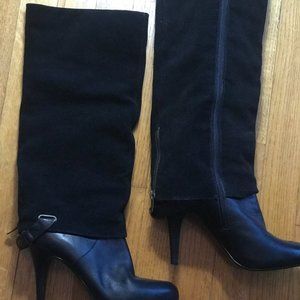 Nine West "Fiorella" black leather & suede tall boot size 7M